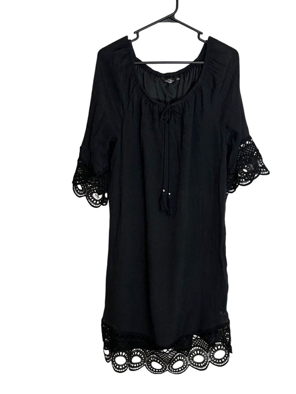 Coquette Black Lace Trimmed Dress Large Fairycore Whimsigoth Rave